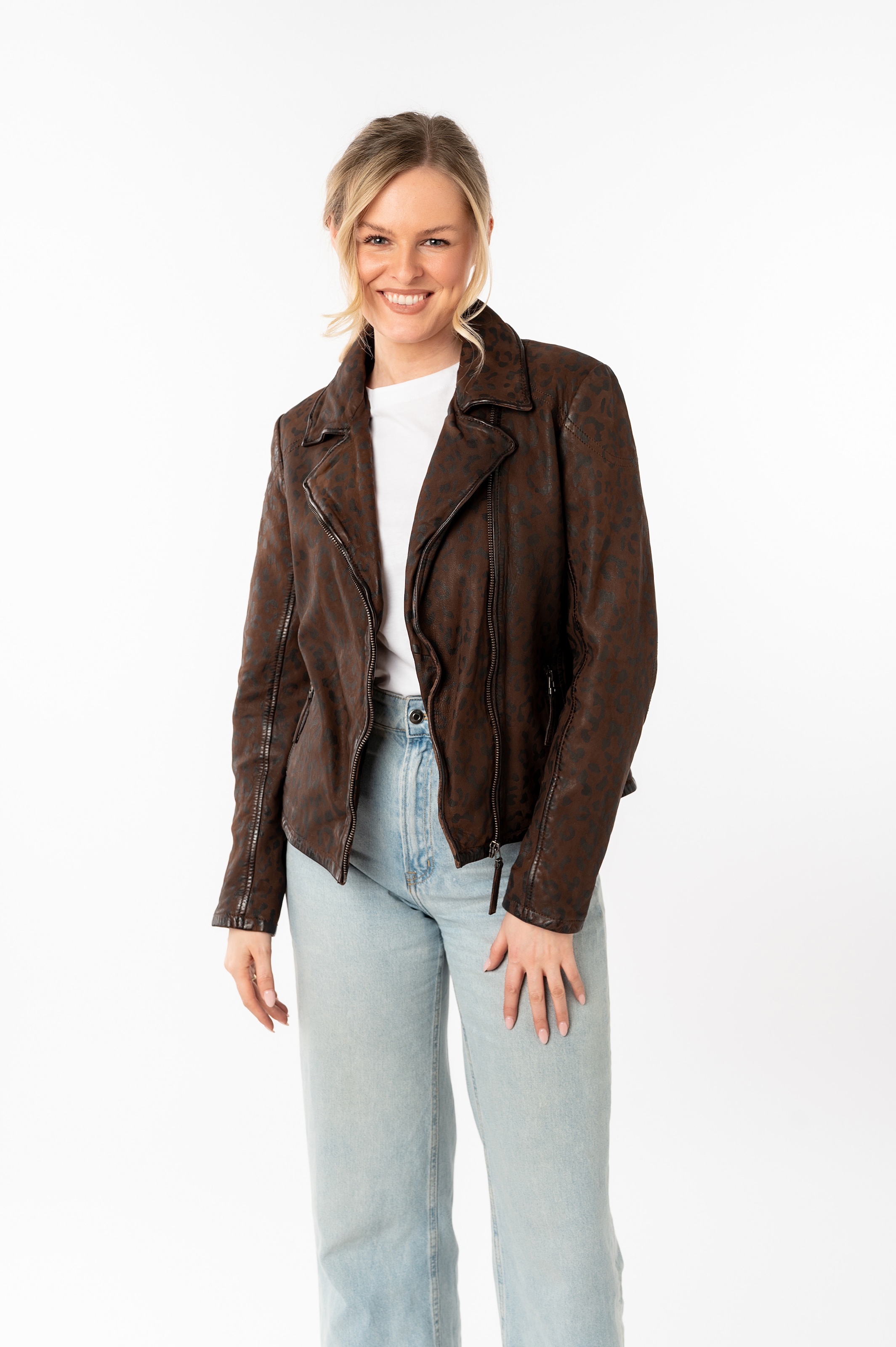 Mauritius Lederjacke »MWMeeow« mit Reverskragen, All-Over Muster