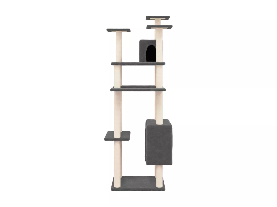 Arbre à chat avec griffoirs en sisal Gris foncé 162 cm