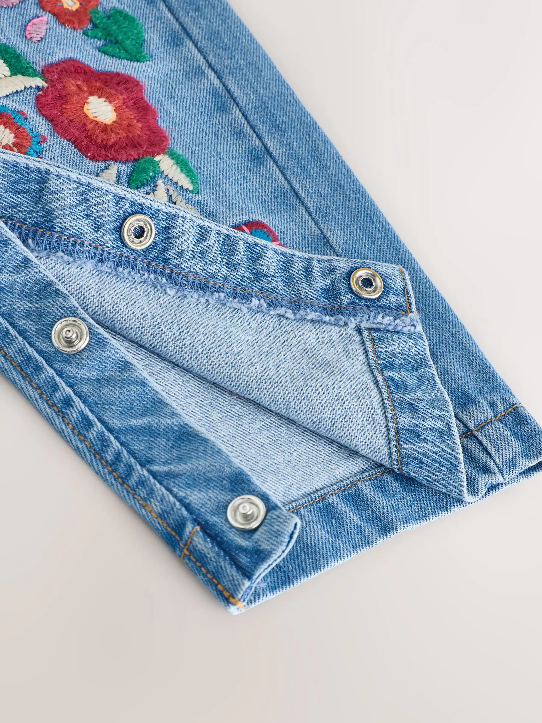 Normaal blauw - Geborduurde tuinbroek met bloemen (3mnd -7jr)