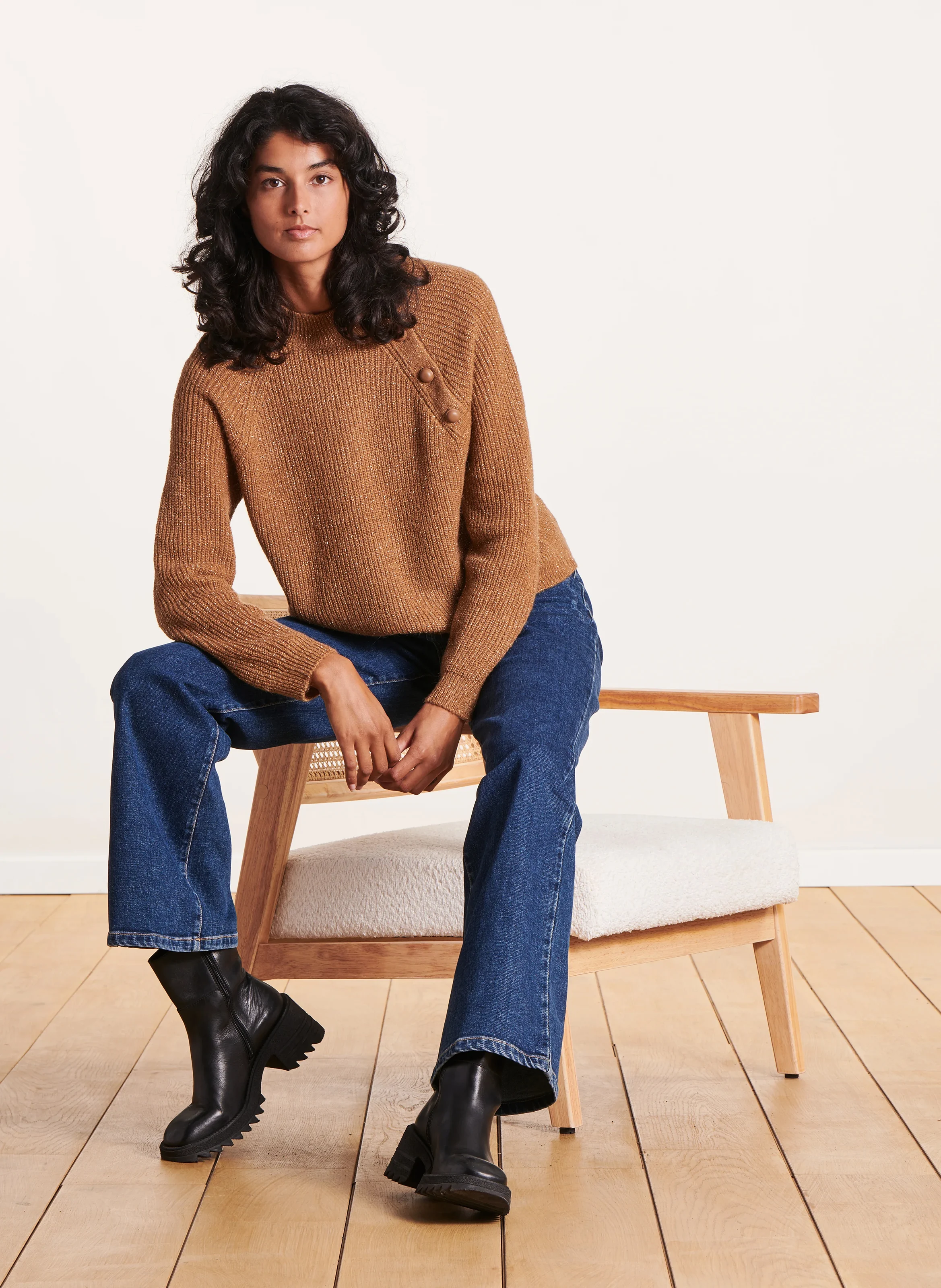 Pull col rond| Marron