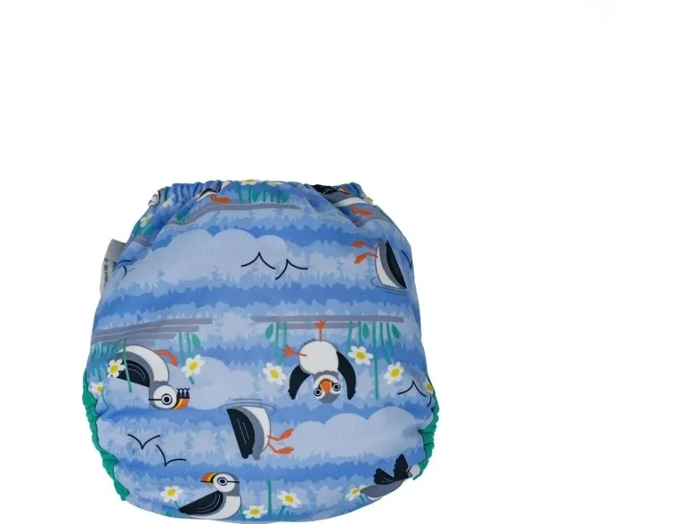 Close Caboo bleer Wrap, genanvendelig ble med velcro Blue Puffin 3-16 kg, 1 stk.