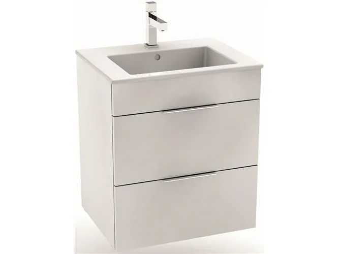 LAUFEN Jika Cube møbelpakke - H607 x B550 x D430 mm. Leveres samlet med 2 skuffer og sorte greb. Skufferne er med softclose.