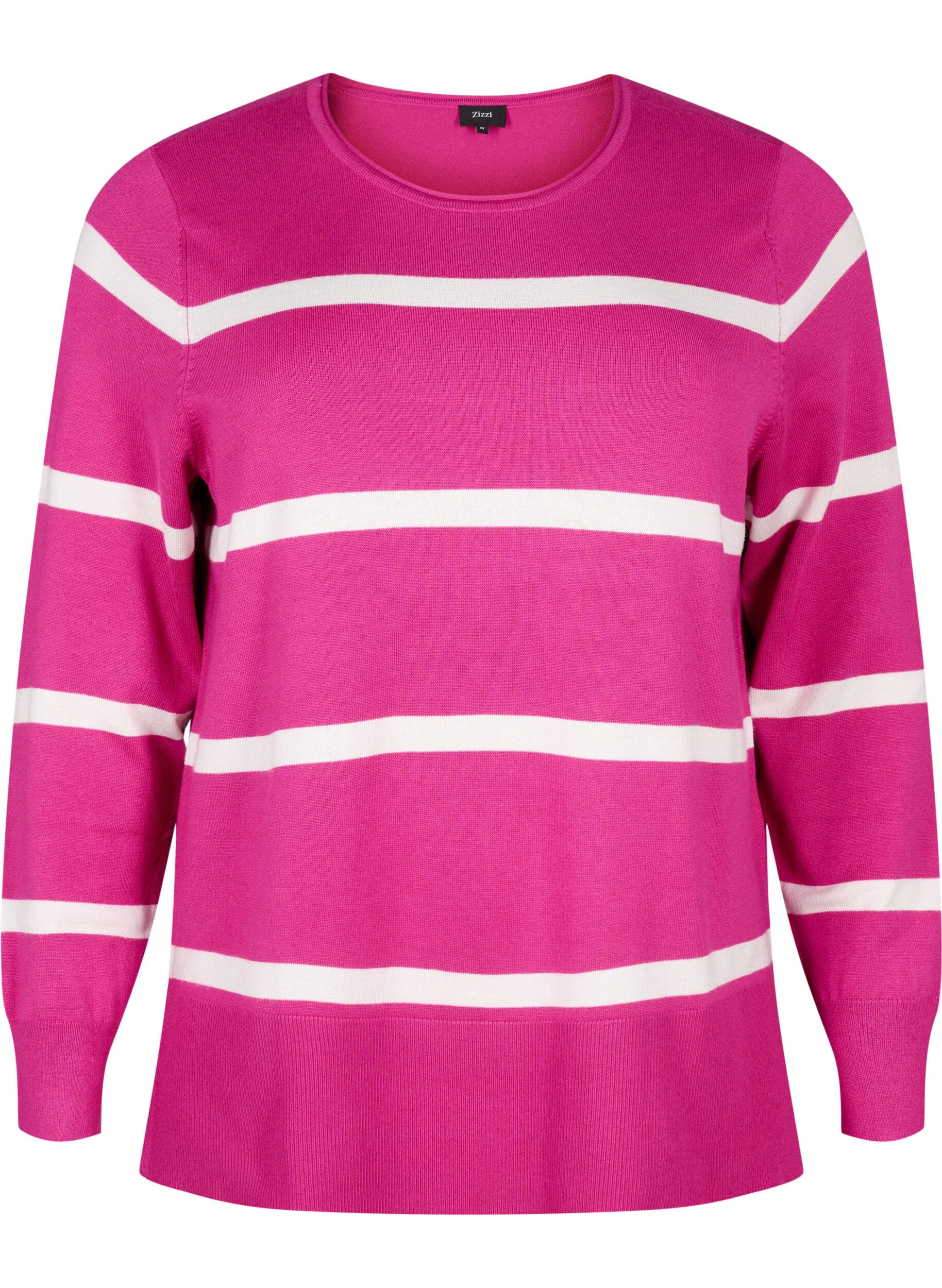 Strikket viskosebluse med striber