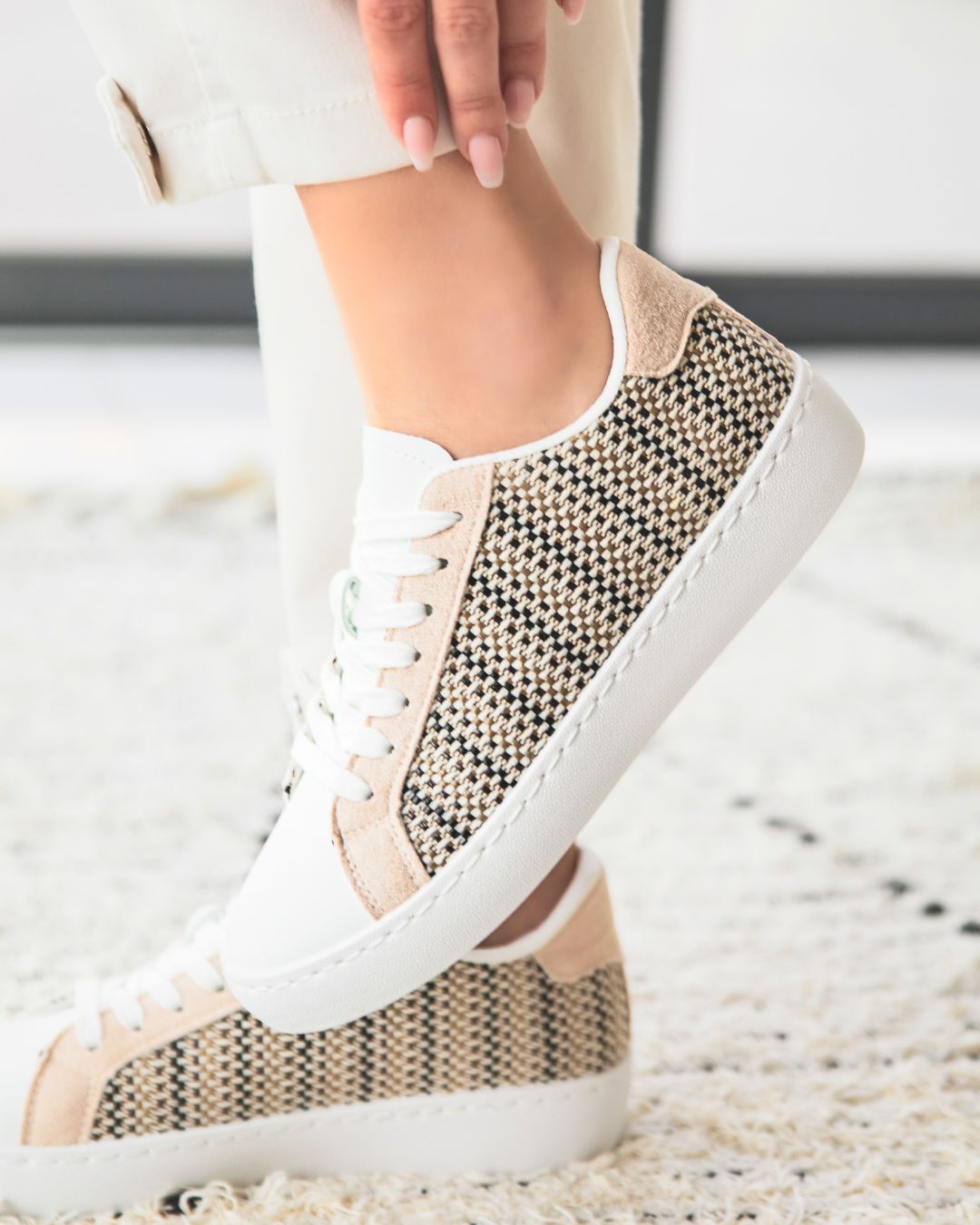 Basket femme beige à lacets - Méline