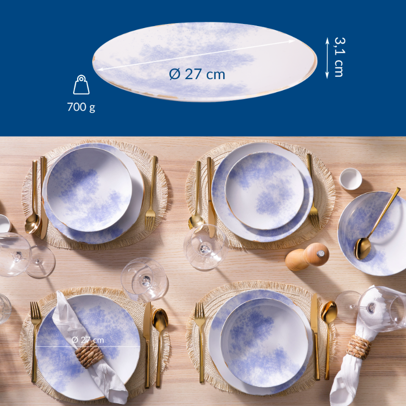 James Cooke - Clouded Charm - Bord - 2 stuks - Ã¸ 27 cm - Wit|Blauw