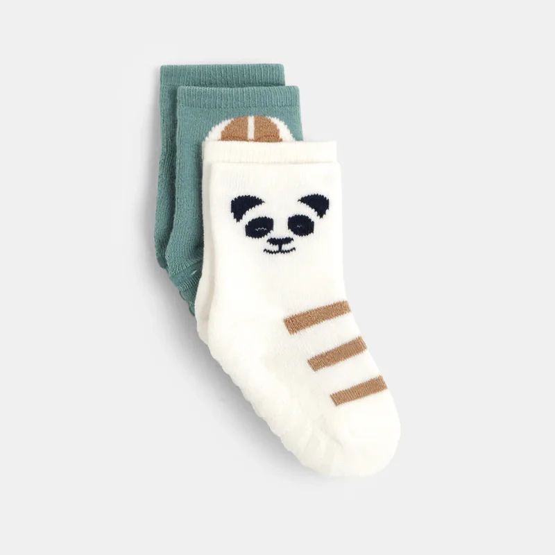 Chaussettes animaux antiglisse bleu bébé garçon (lot de 2) Bleu