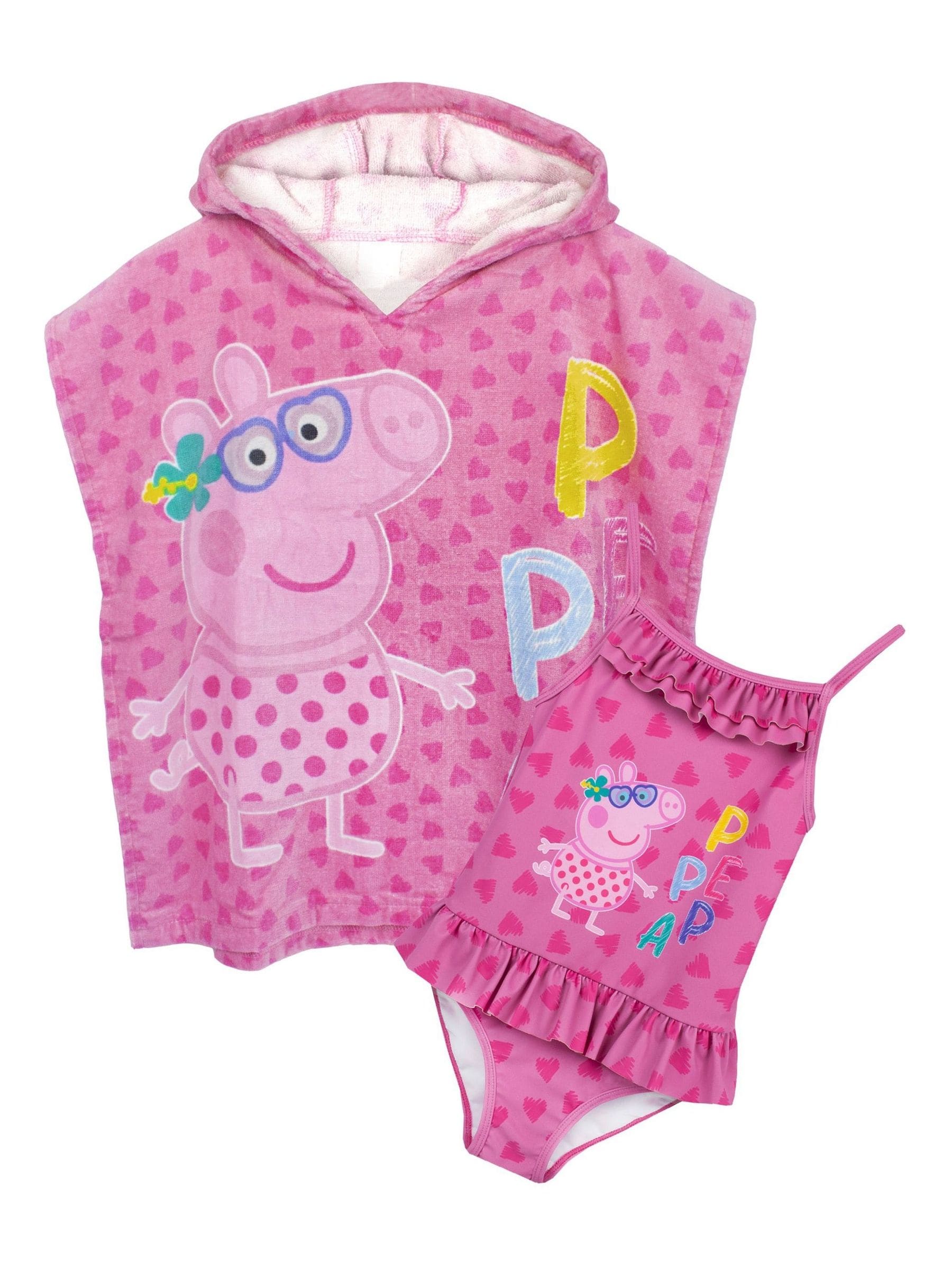 Vanilla Underground Peppa Pig badpak en ponchoset met handdoek voor meisjes.