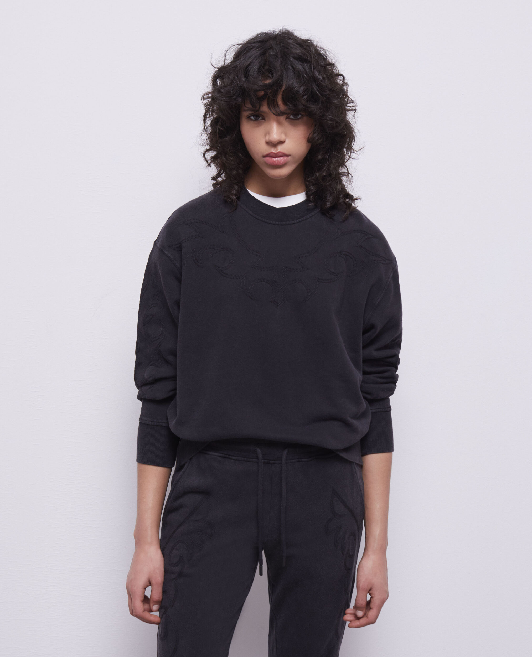 Sweatshirt noir avec broderie Western