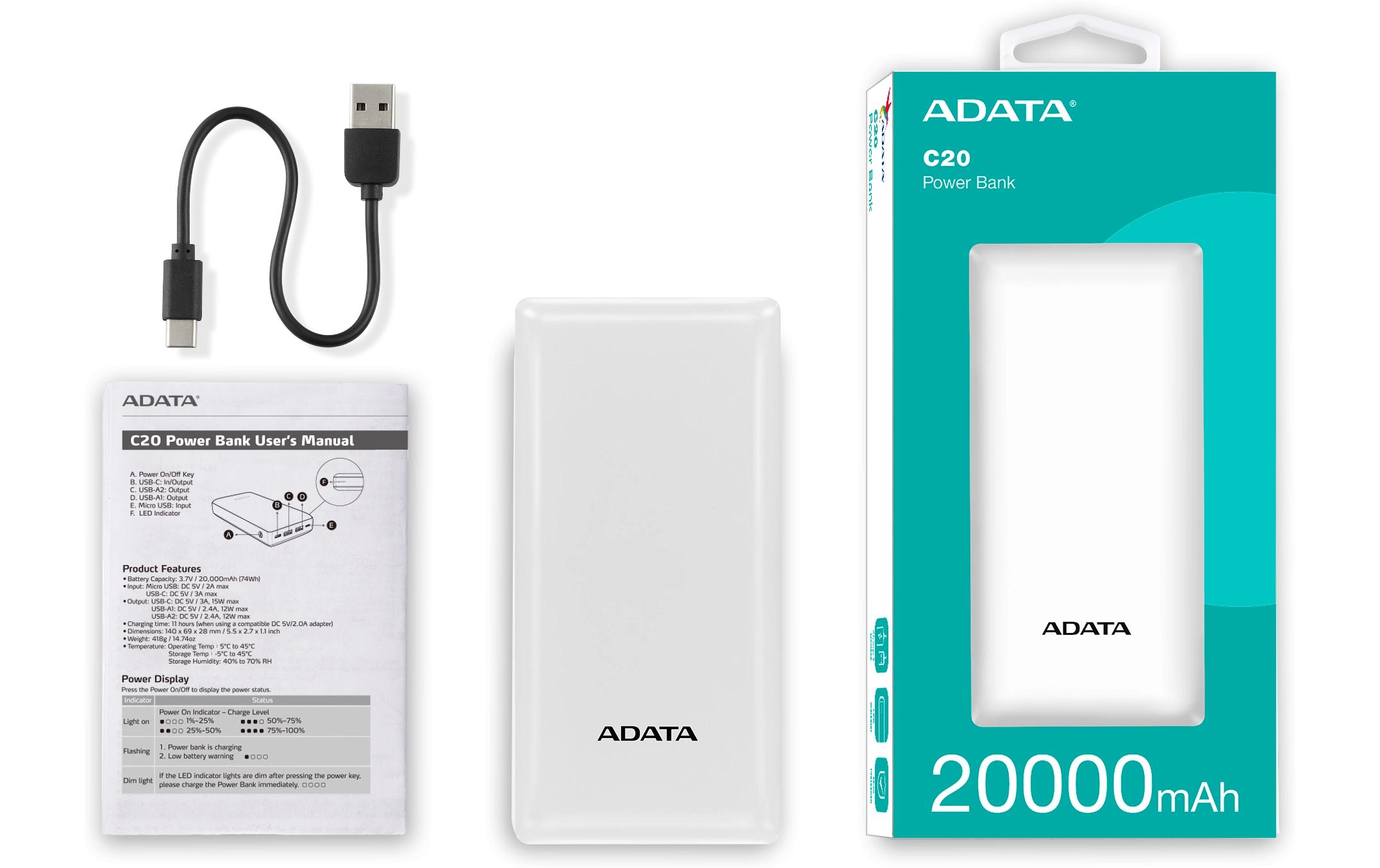 Powerbank C20 12600 mAhStarke Power Bank für gleichzeitiges Laden von 3 Geräten