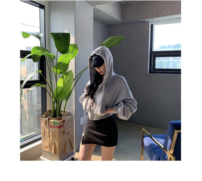 Coris - Effen cropped hoodie met rits