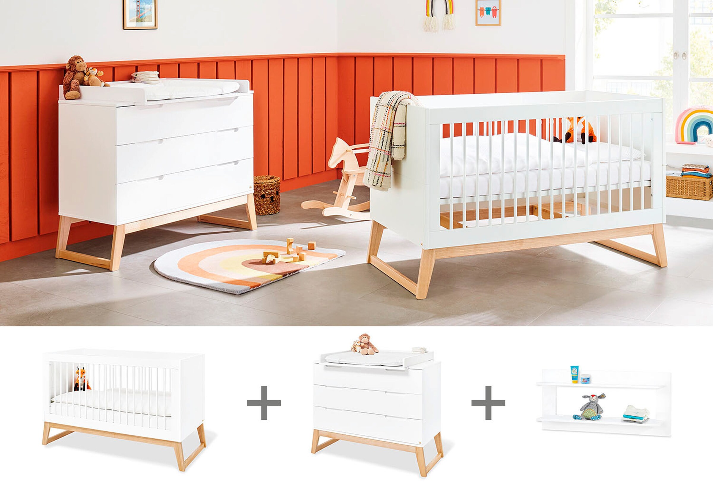 Pinolino Kinderzimmer-Set ´Bridge´ breit inkl. Wandregal, 3-tlg.
