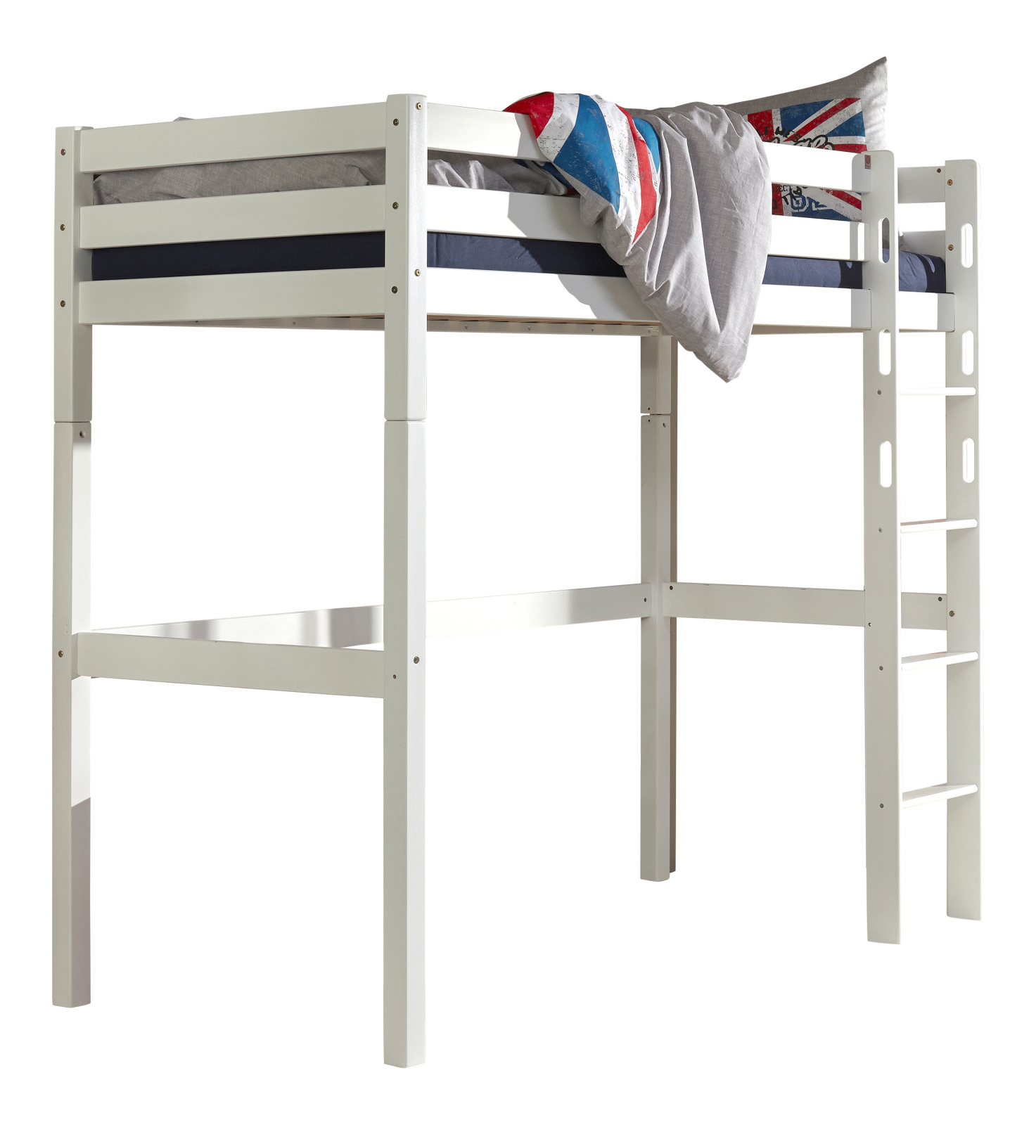 Hochbett TOLI - Buche massiv weiß - 90x200 cm