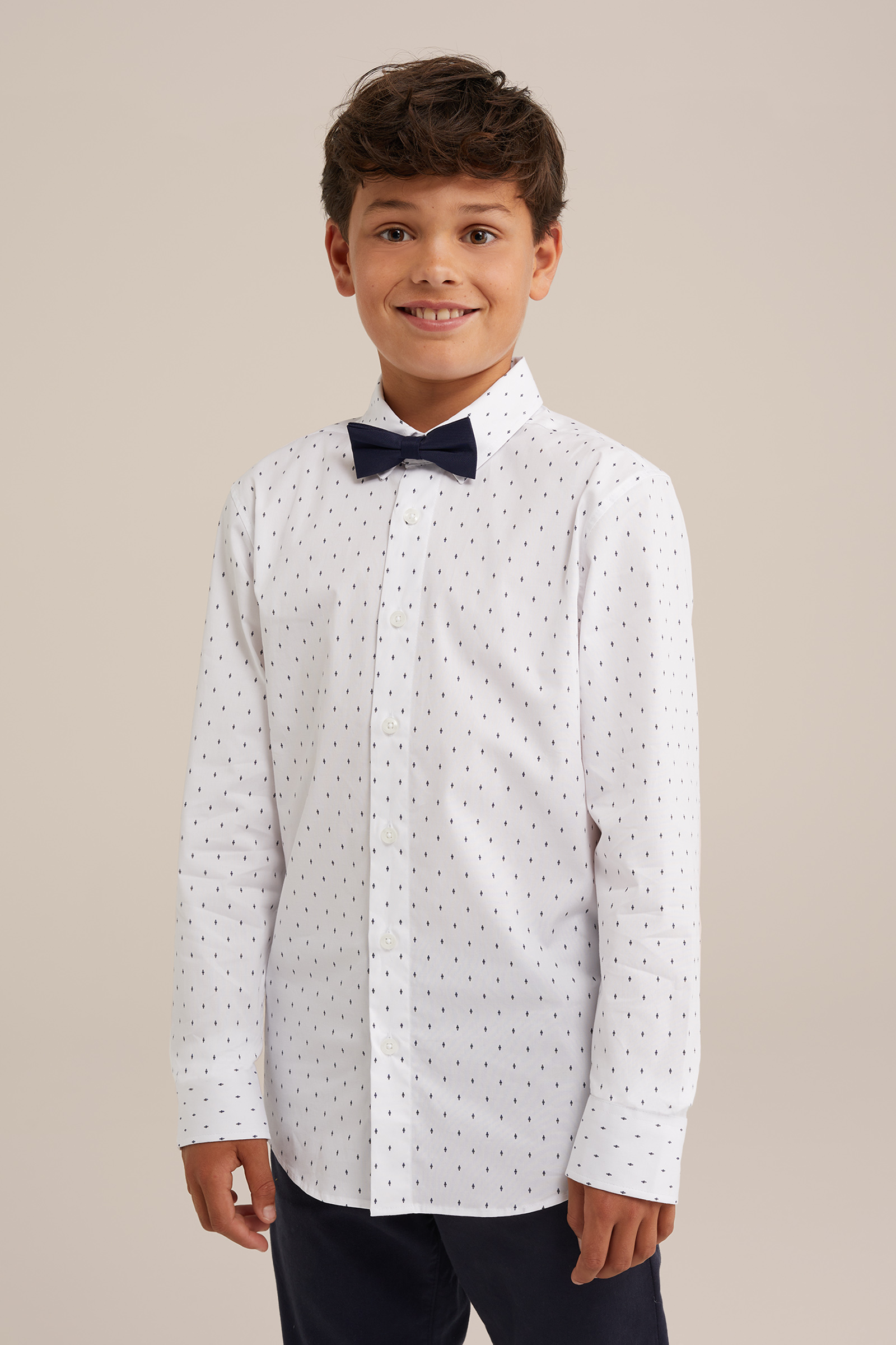 Jongens overhemd met afneembare vlinderdas WE Fashion Wit