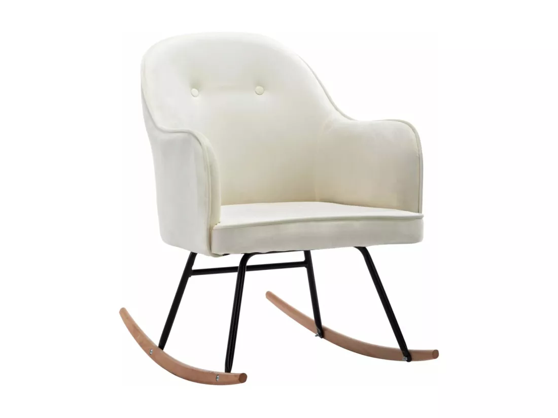 Chaise à bascule Blanc crème Velours