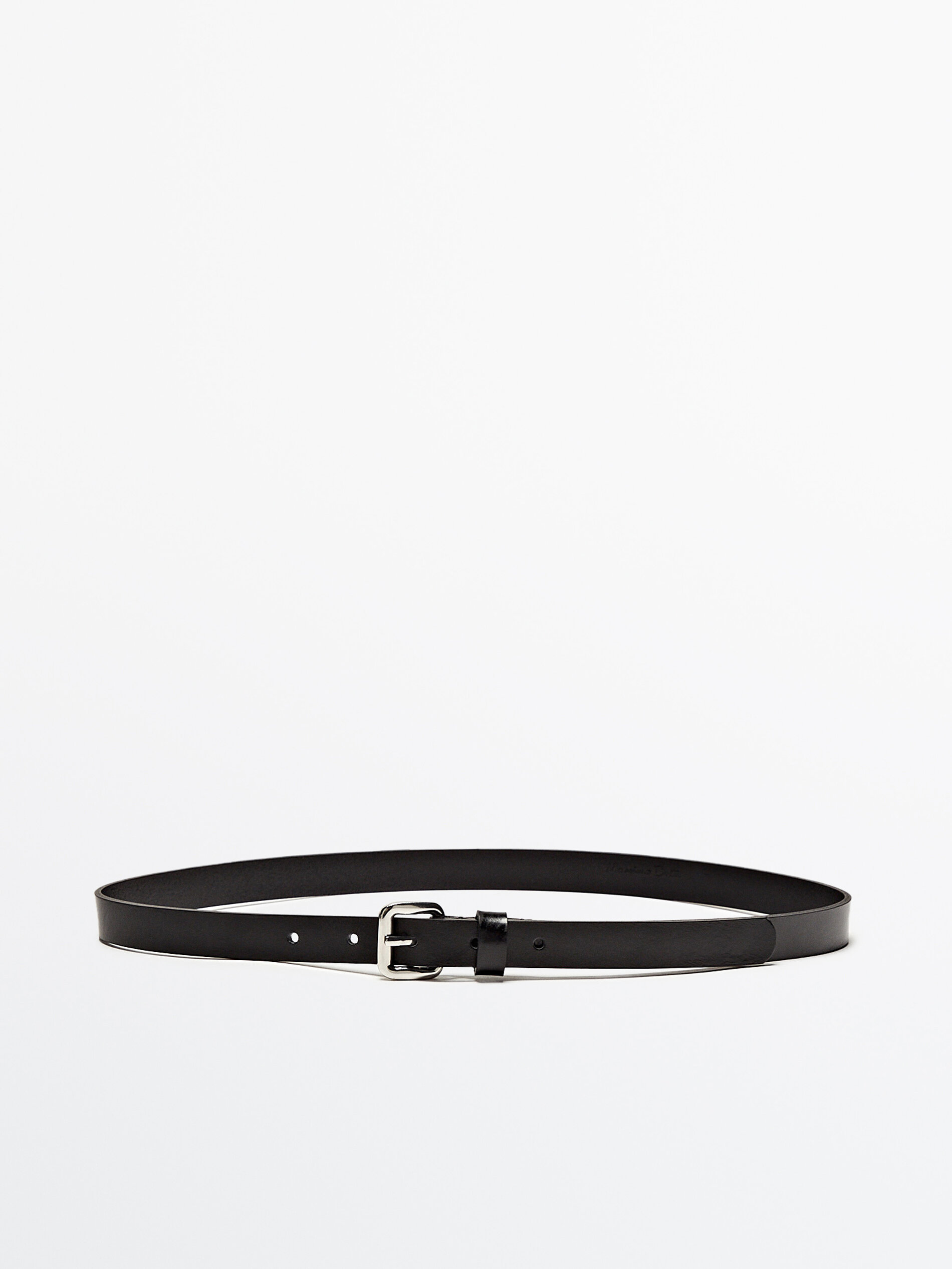 Cinto de couro com fivela retangular - PRETO