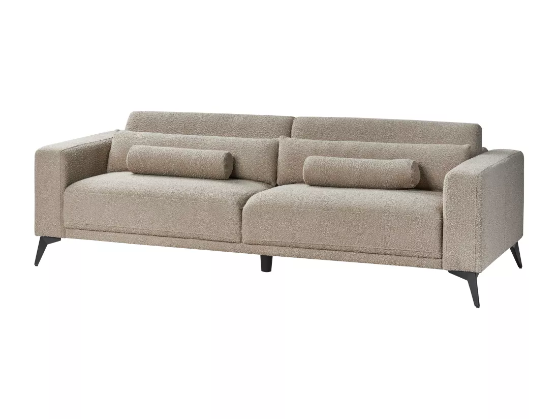 Canapé 3 places en tissu bouclé taupe ANGE