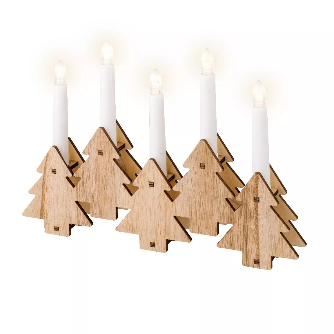 Décor lumineux à piles 5 LED (H21 cm) Sapins bougies Blanc chaud