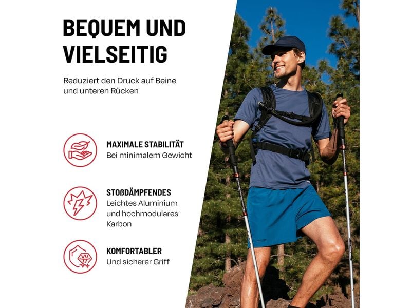 Atacama Teleskop Wanderstöcke, Flip Lock 110-135 cm Wanderhilfen aus Aluminium