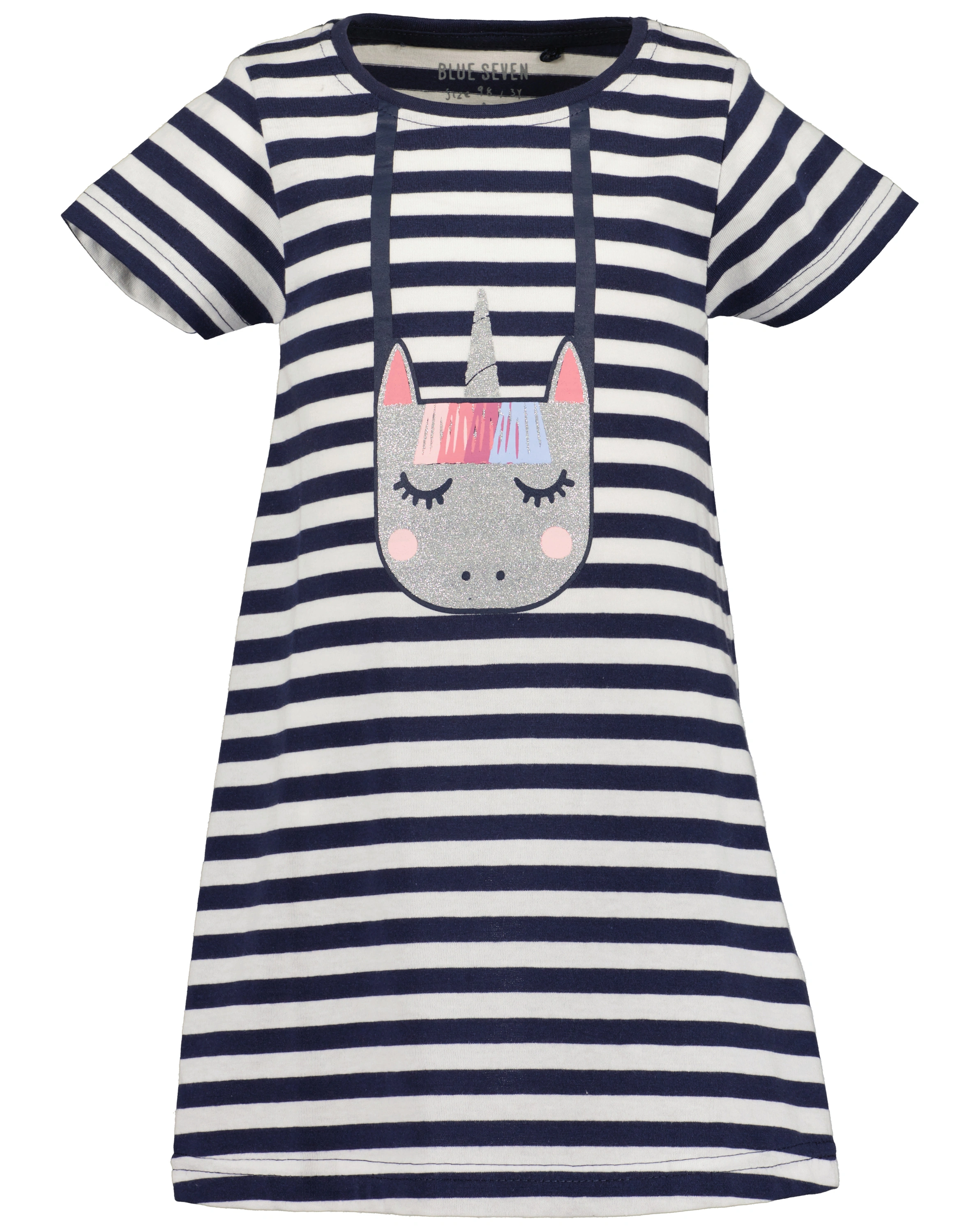 Kurzarm-Kleid UNICORN gestreift in ultramarin