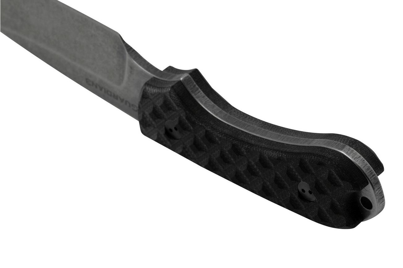Bradford Knives Guardian 3, 3S-001-MC, Textured Black G-10, CPM-Magnacut, Sabre Grind, Stonewash Finish, vaststaand mes