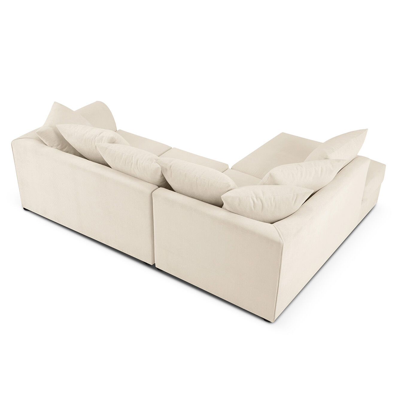 Mazzini Sofas Canapé d'angle Gauche Quince Velours côtelé 4 Places beige clair - 221x171x80 cm