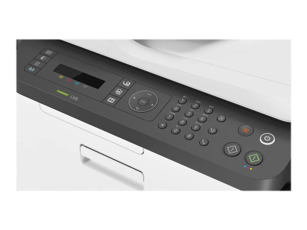 HP Color Laser MFP 179fnw - Multifunktionsprinter - farve - laser - A4 (210 x 297 mm) (original) - A4/Letter (medie) - op til 14 spm (kopiering) - op til 18 spm (udskriver) - 150 ark - 33.6 Kbps - USB 2.0, LAN, Wi-Fi(n)