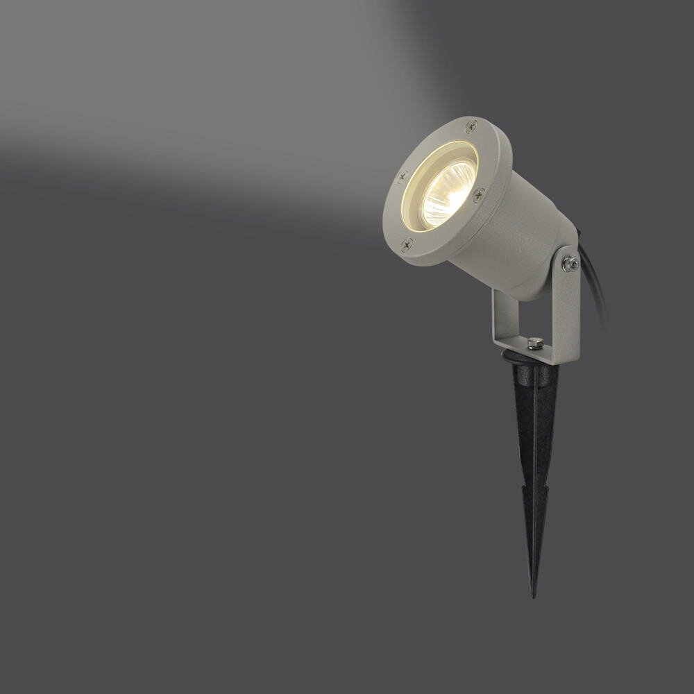 Nautilus grondpenlamp, zilvergrijs, 1500 mm, Schuko-stekker