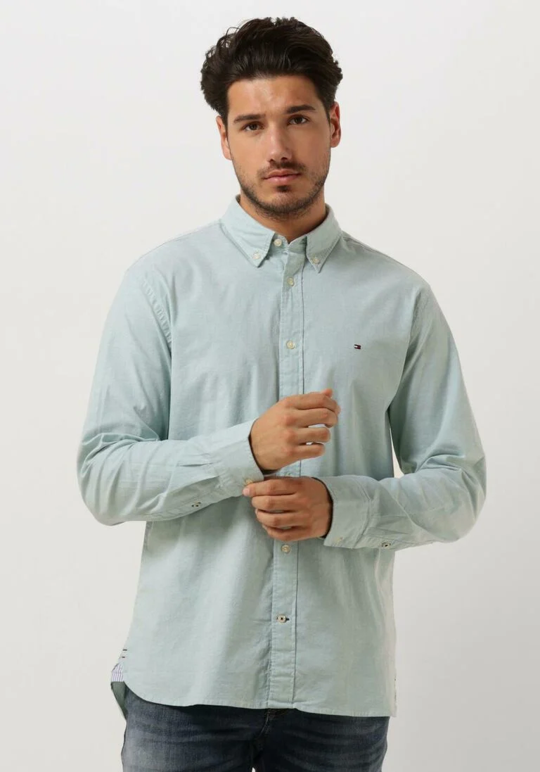 TOMMY HILFIGER groene tommy hilfiger casual overhemd 1985 flex oxford rf shirt