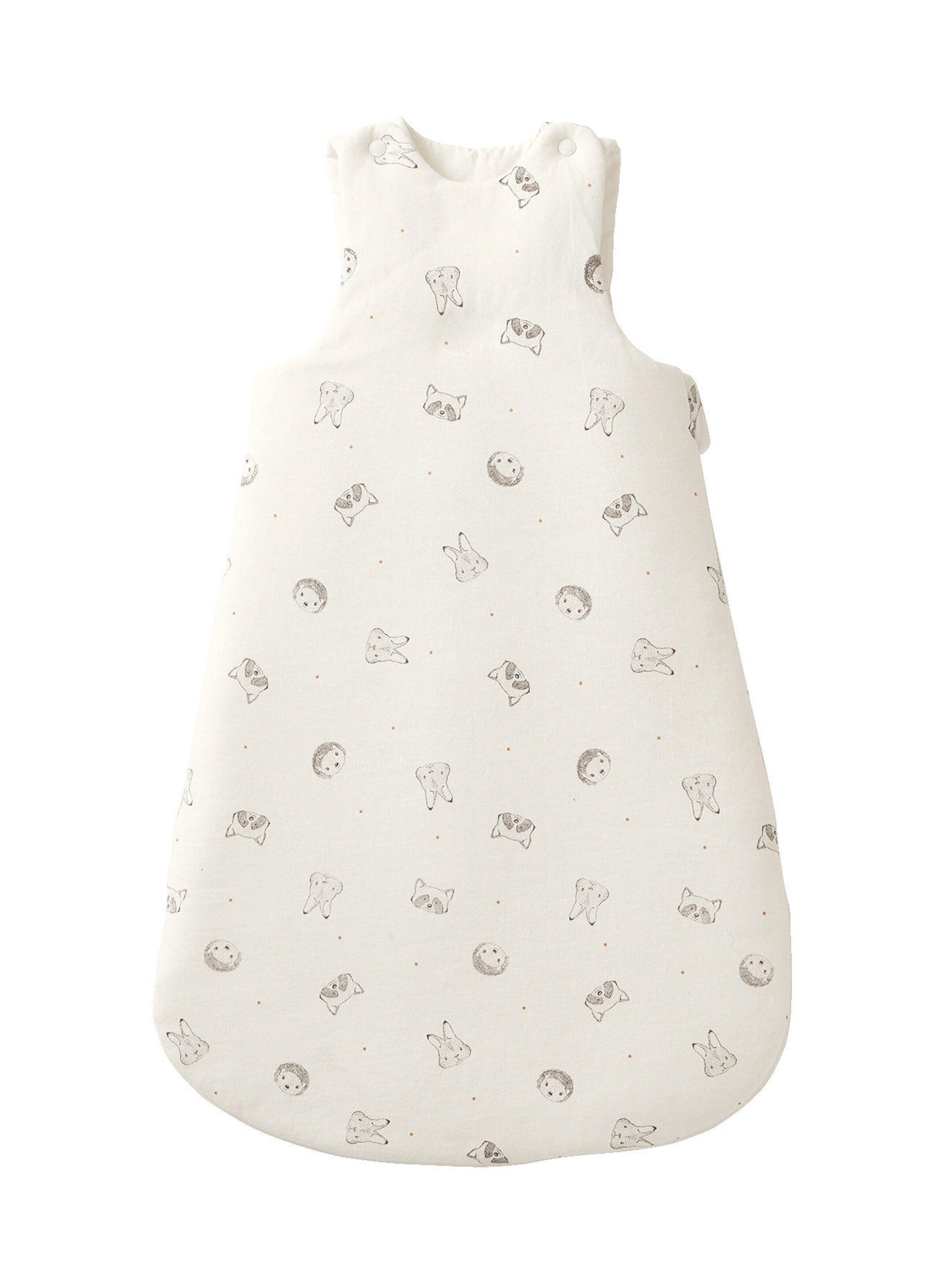 Vertbaudet Bio-Kollektion: Ärmelloser Baby Schlafsack KLEINE FREUNDE wollweiß bedruckt