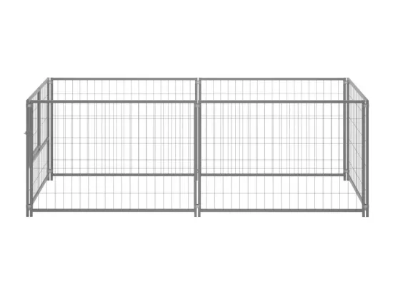 Chenil extérieur cage enclos argenté 200 x 100 x 70 cm 02_0000253