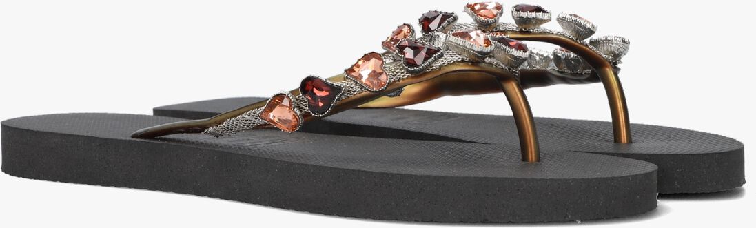 UZURII zwarte uzurii teenslippers heart bronze