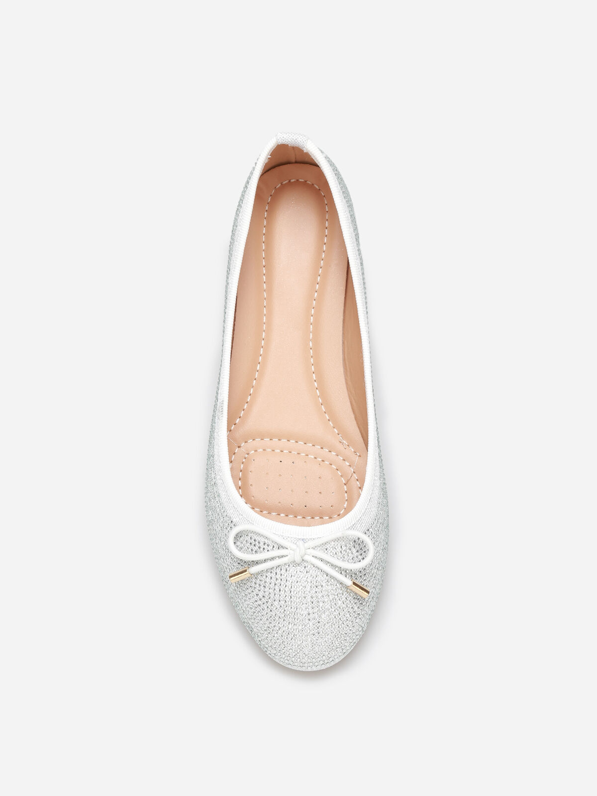 Ballerines à strass et nœud- Blanc