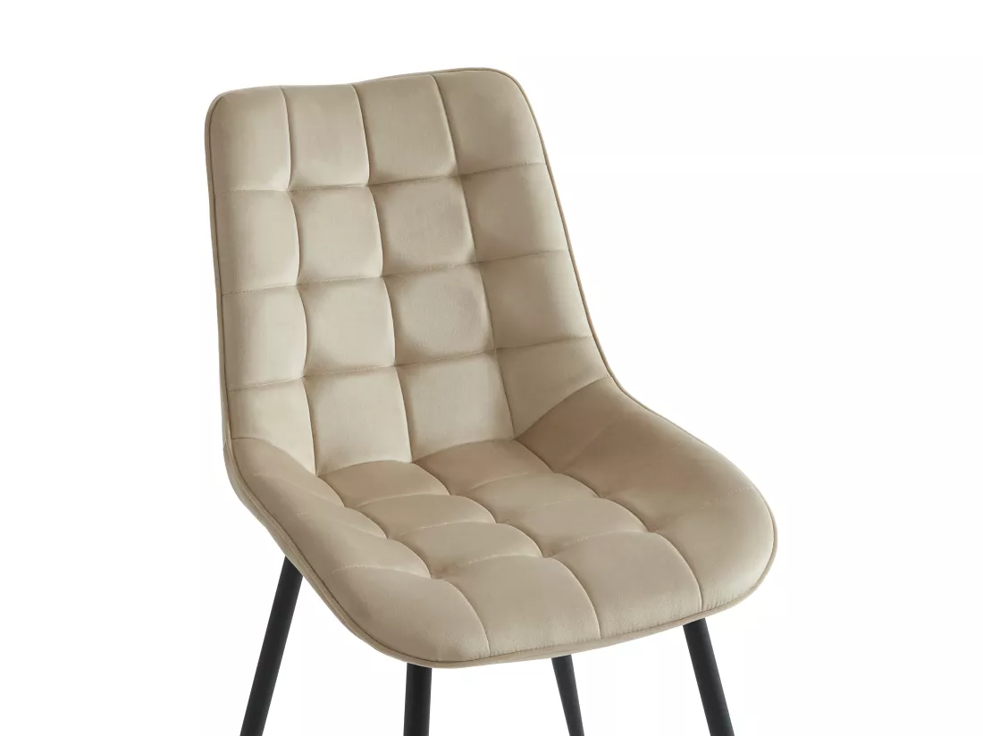 Lot de 2 chaises matelassées - Velours et métal noir - Beige - OLLUA