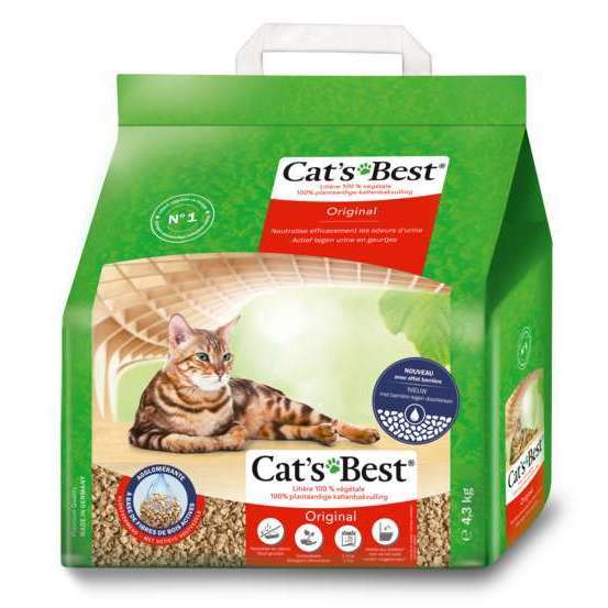 Litière végétale agglomérante pour chat Cat's Best OkoPlus - 4,3 kg