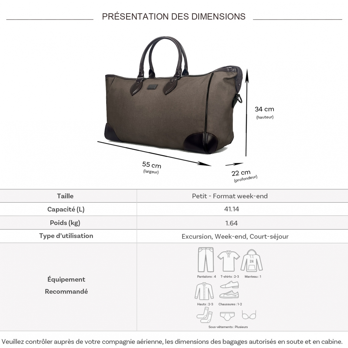 David Jones Sac de voyage week-end 41L David Jones 55cm sans roulettes