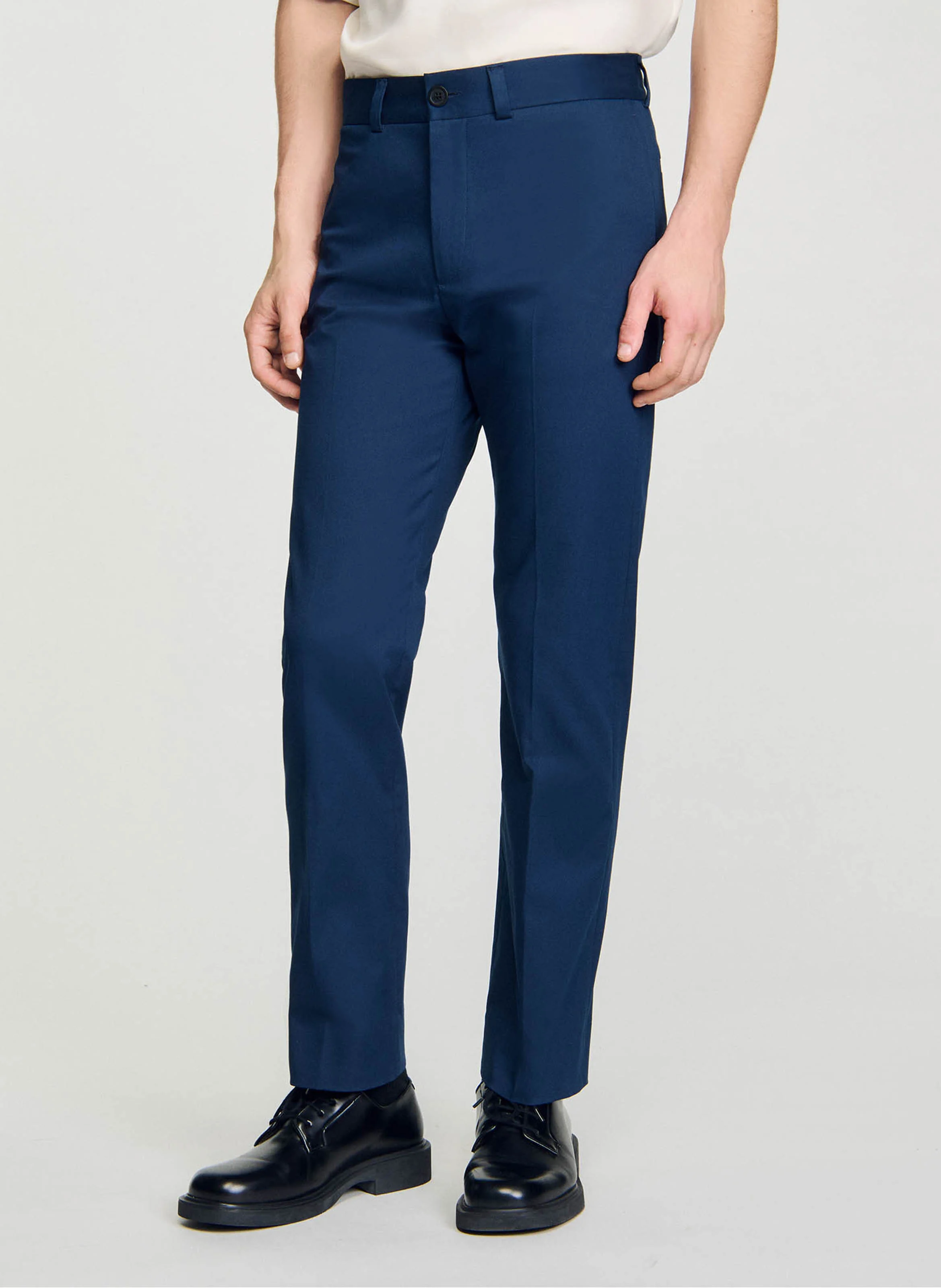 Pantalon chino en coton mélangé | Bleu