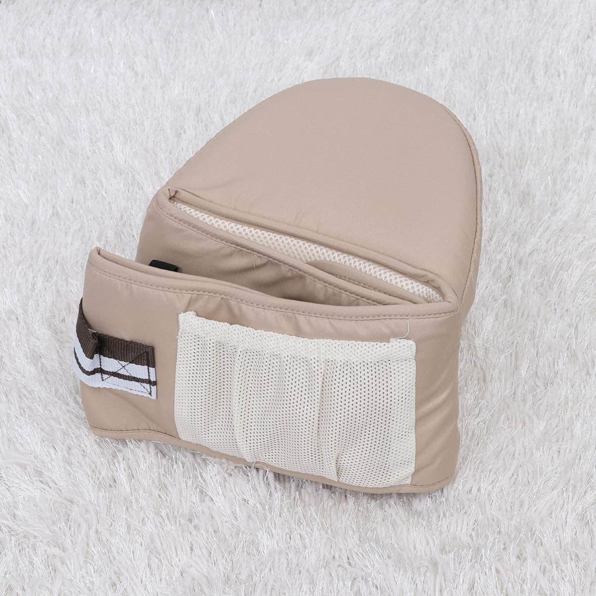 Baby Hüftsitz Ergonomische Hüfttrage Tragesystem mit Netztasche (4-15 kg) - Braun