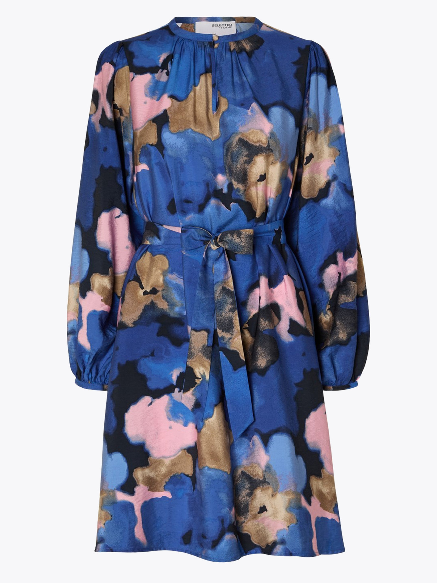 Mariette Long Sleeve All Over Print Short Dress