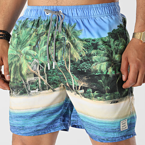Ensemble Short De Bain Claquettes 1S10434 Bleu Vert