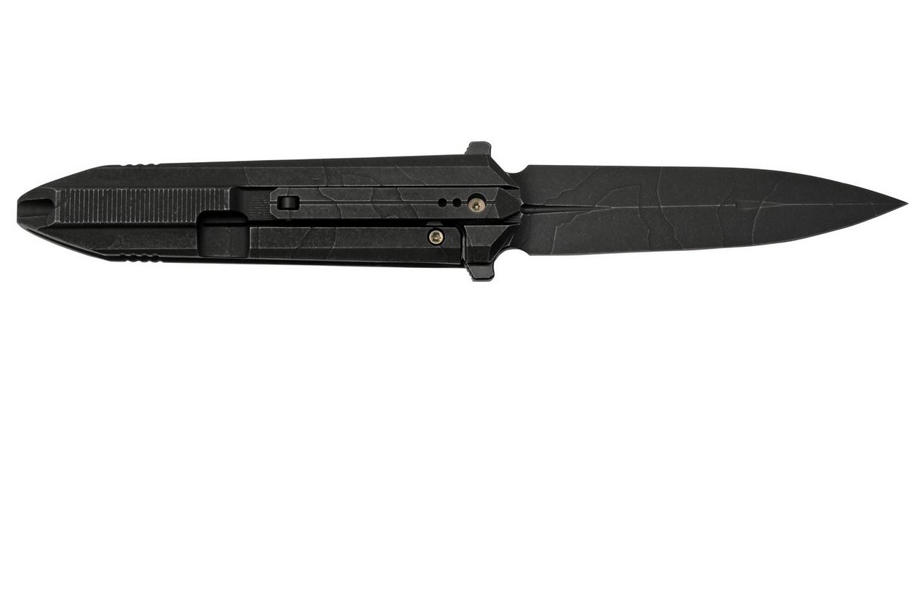 WE Knife Diatomic WE22032-4 Etched Black Titanium, Etched Blackwashed Single Edge zakmes
