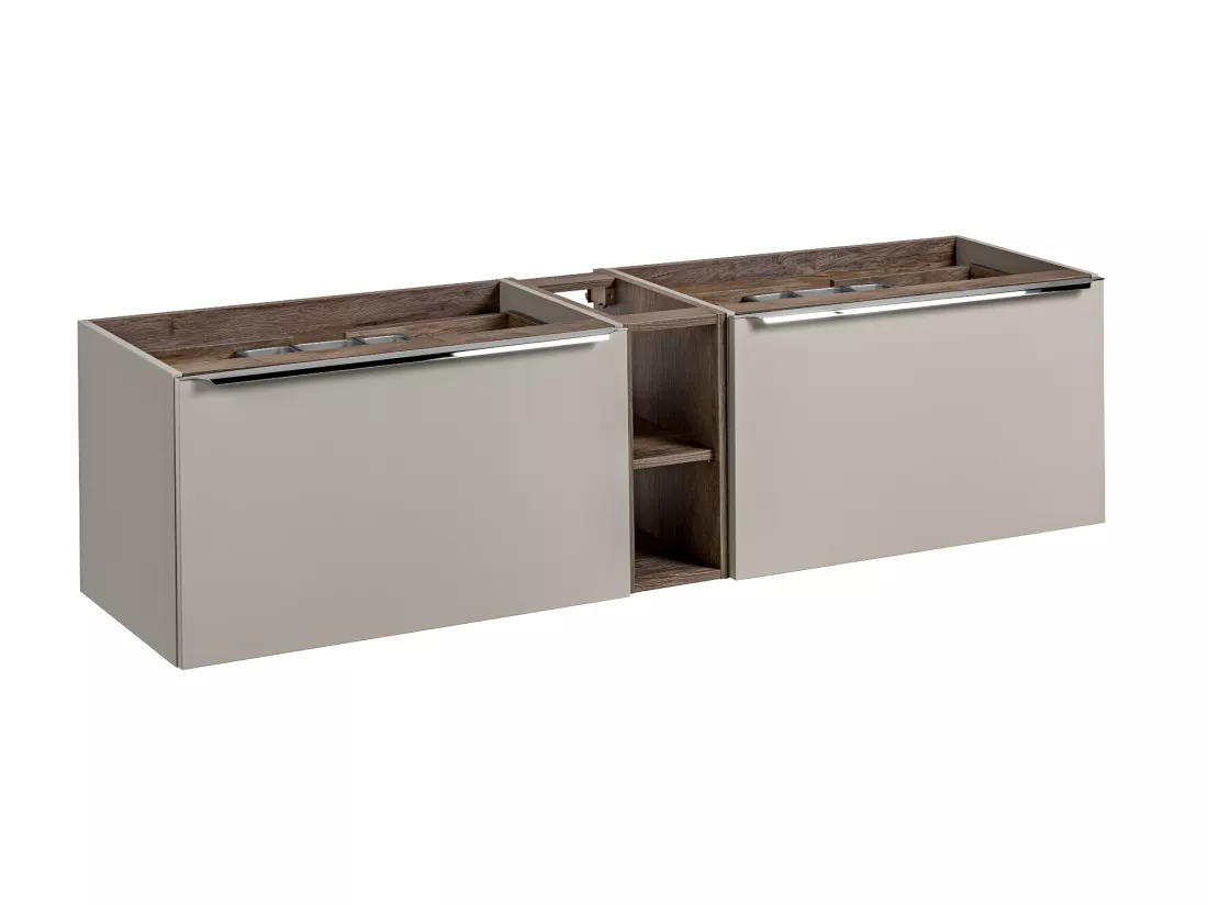 Meuble sous lavabo de salle de bain - Gris galet - L60-H46-P45,6 - KLAUS
