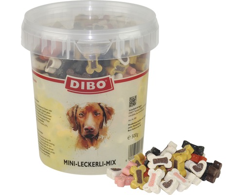 DIBO® Mini Treat Mix hondensnacks in een hersluitbare emmer van 500 g