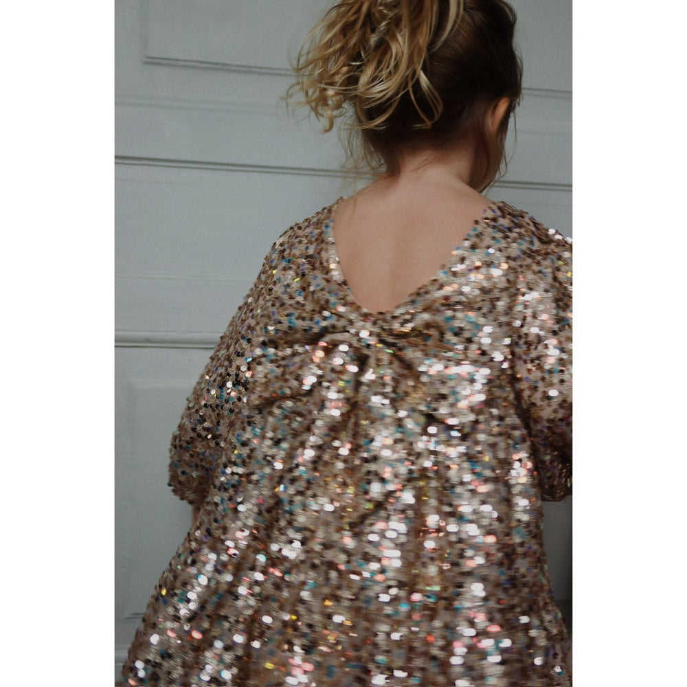Køb Konges Sløjd Gold Glitter Lila Sequins Sløjfe Kjole