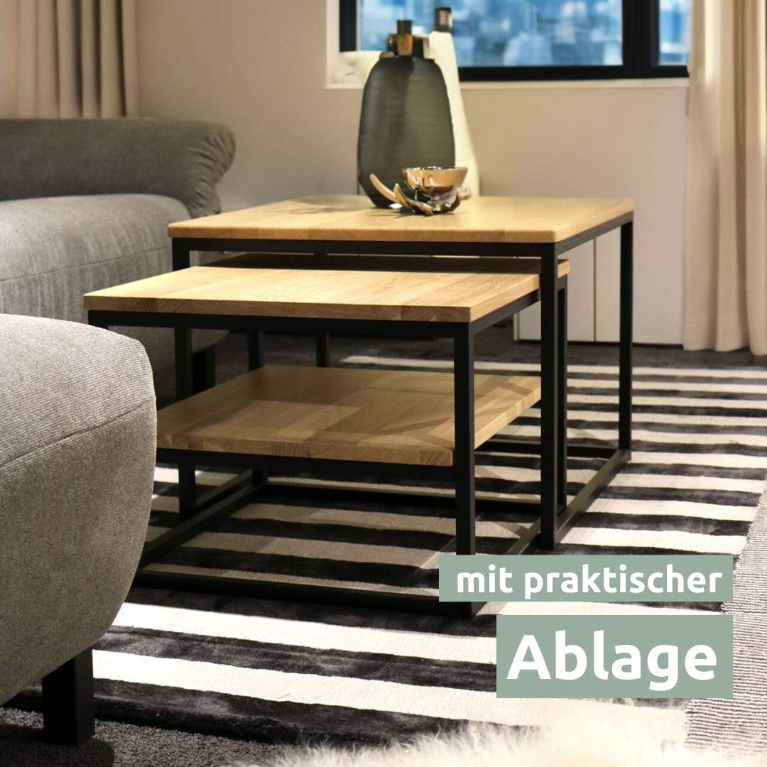 holz4home® 2er-Set Couchtisch aus Eiche