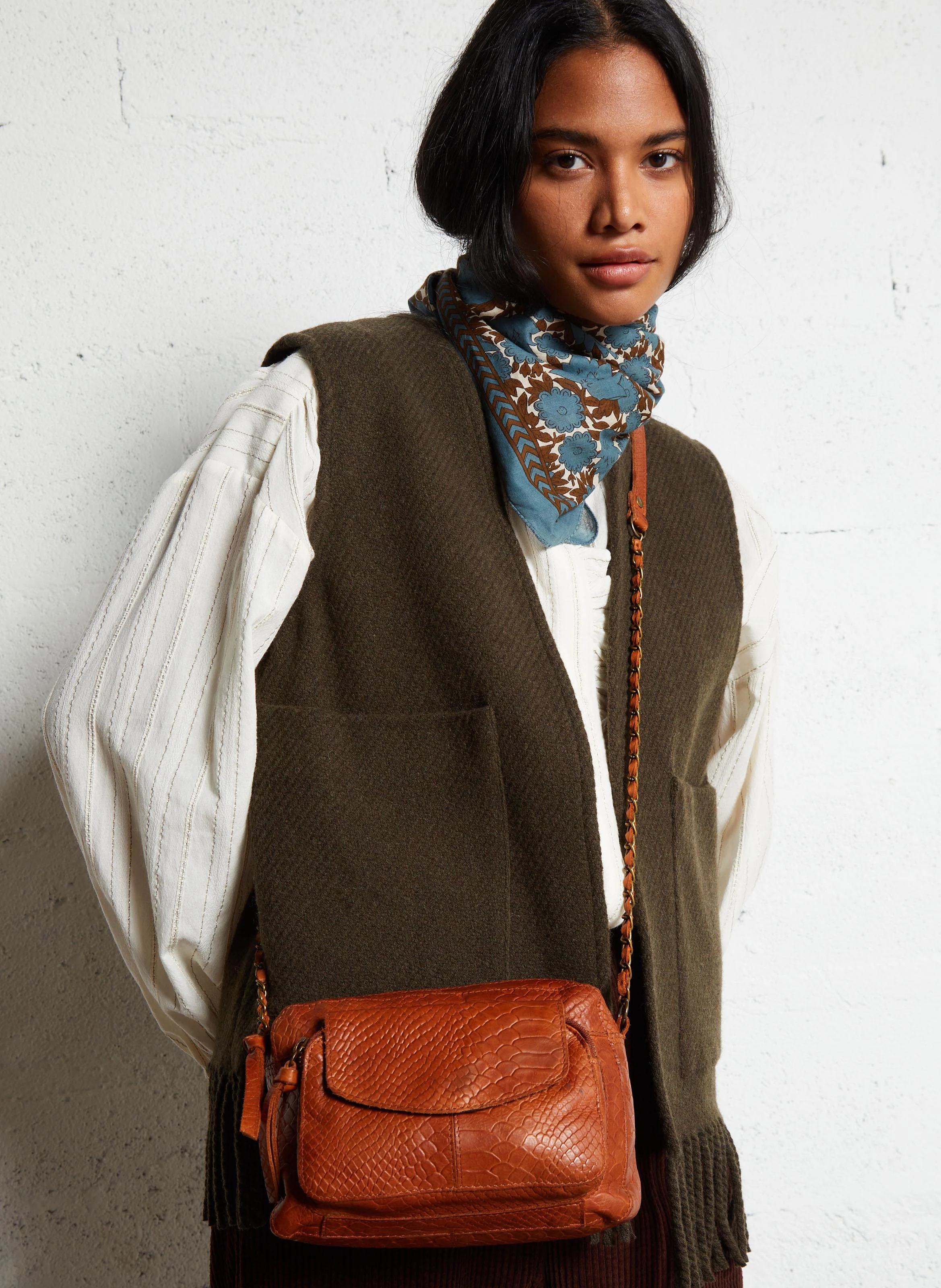 NAINA - Sac bandoulière en cuir | Marron