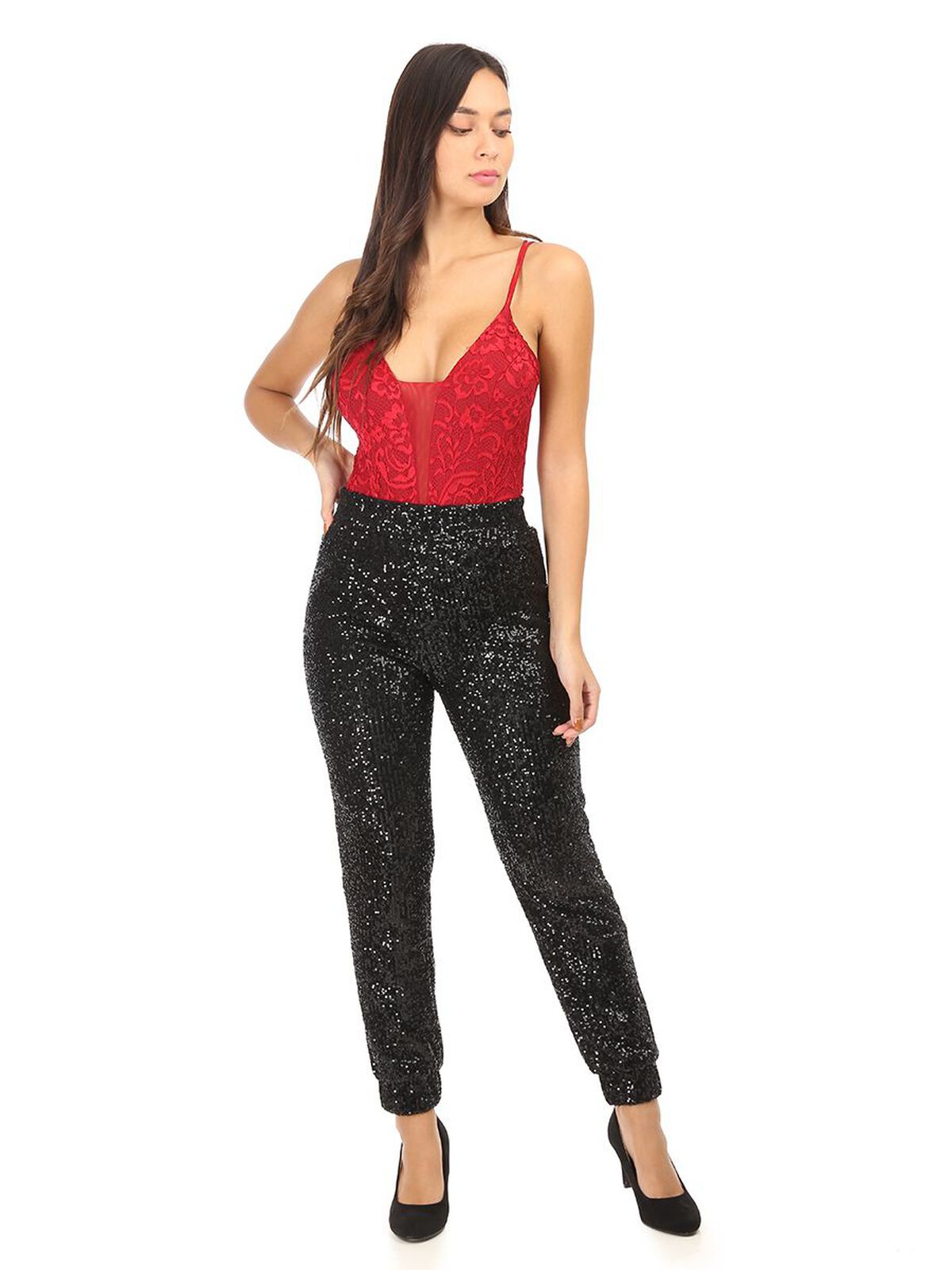 Pantalon à sequins- Noir