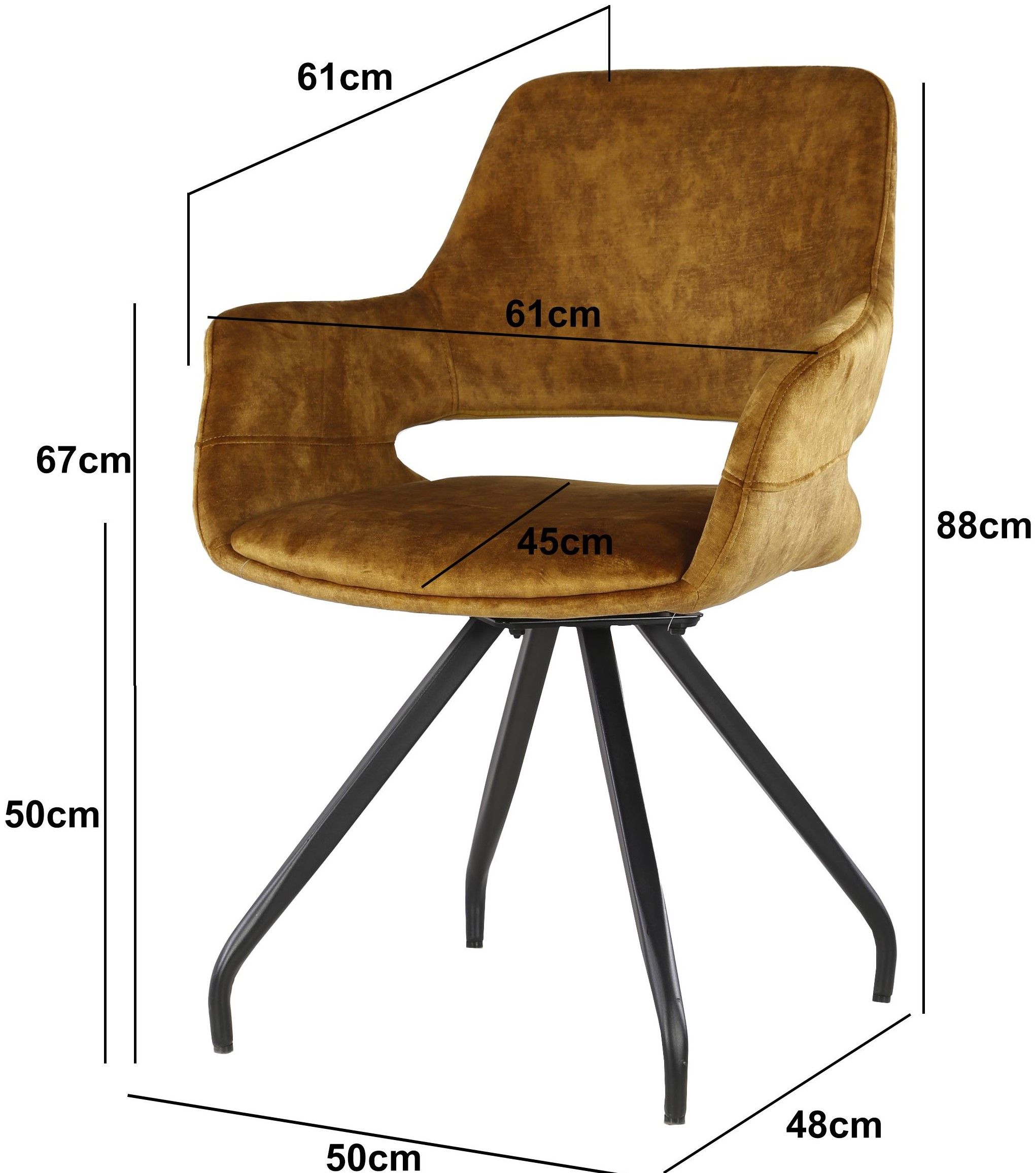 Eetkamerstoel Oker Velvet Capp B61 x D61 x H88 cm