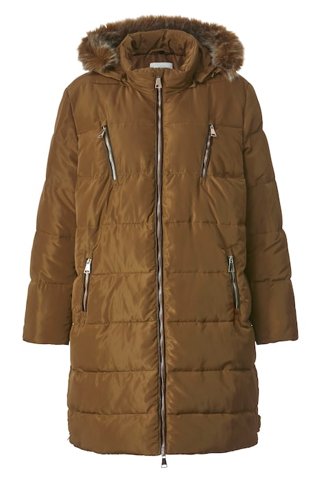 Steppjacke, Kapuze mit Webpelz, Zipper, Langarm