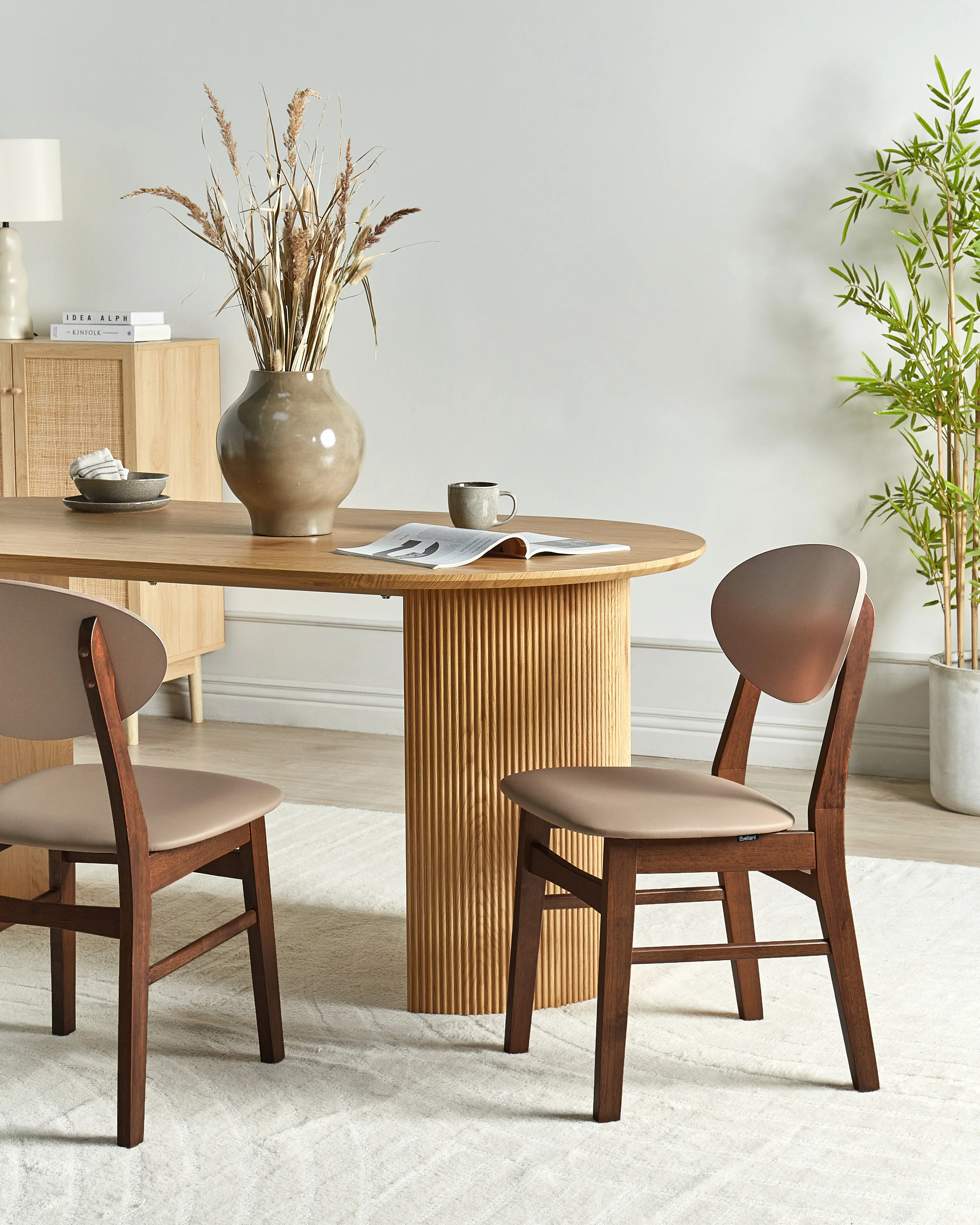 Set van 2 eetkamerstoelen AMERY Hout Lichtbruin/bruin