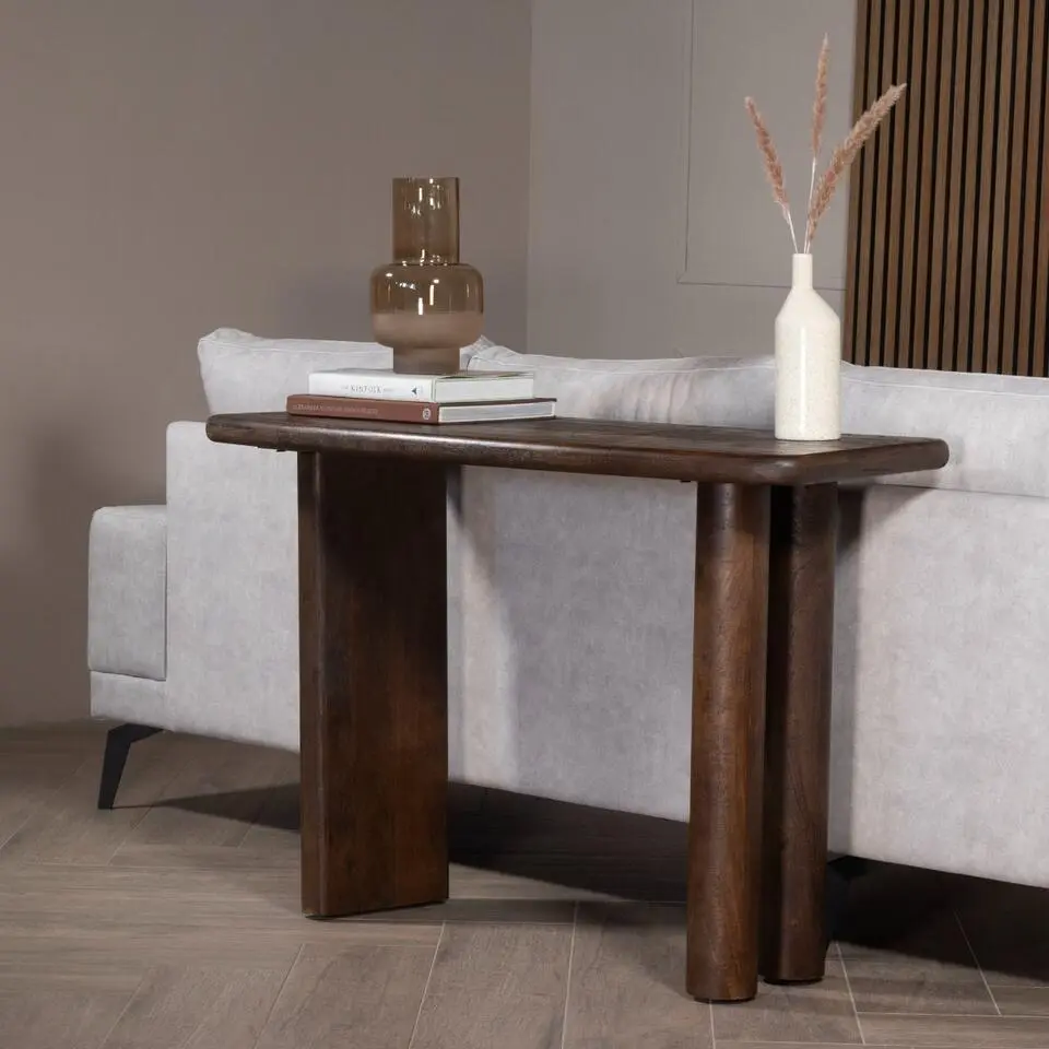 Sidetable Zwart - Mangohout - 113x44x76cm - Tafel Rumi